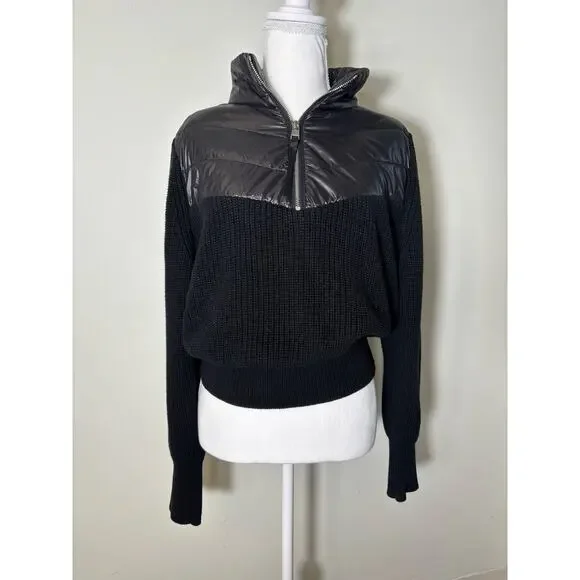 Varley Mixed Media Long Sleeve Sweater Quarter Zip Pullover Sz M - Picture 2 of 3